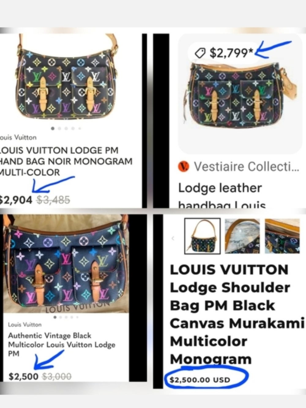 🩷 Louis Vuitton Lodge PM Black Multicolore Monogram Gold Hardware Shoulder Bag - Picture 3 of 14